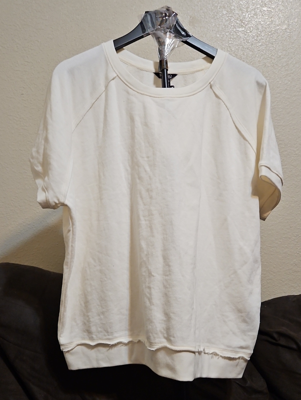 Buffalo David Bitton Cream Short-Sleeve Terry Pullover Top